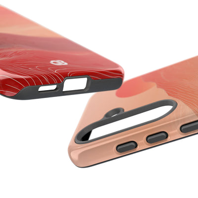 Red Tough Phone Case for Samsung - Crimson Ridge Lines