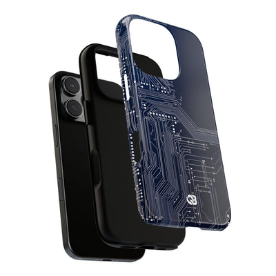 Blue Tough Phone Case for iPhone - Cobalt Data Stream