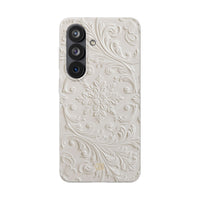 White Lite Phone Case for Samsung - Alabaster Floral Relief