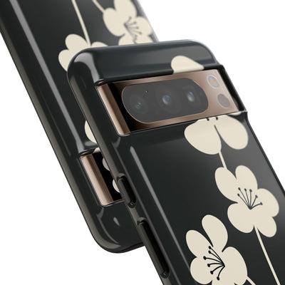 Black Tough Phone Case for Google Pixel - Obsidian Cream Bloom