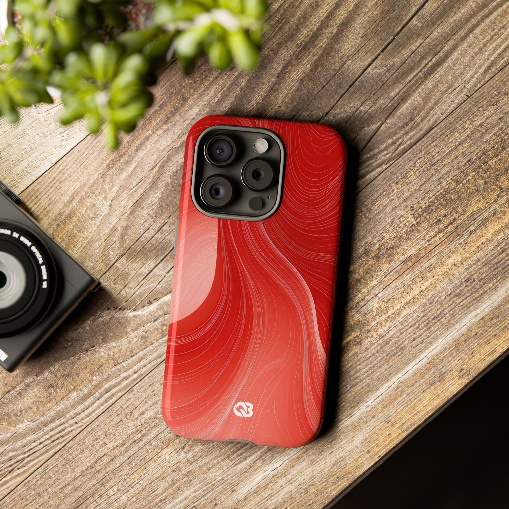 Red Tough Phone Case for iPhone - Crimson Silk Strands