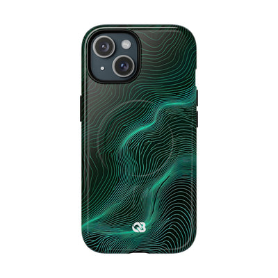 Teal Tough 2.0 Magsafe Phone Case for iPhone - Neon Jade Contour
