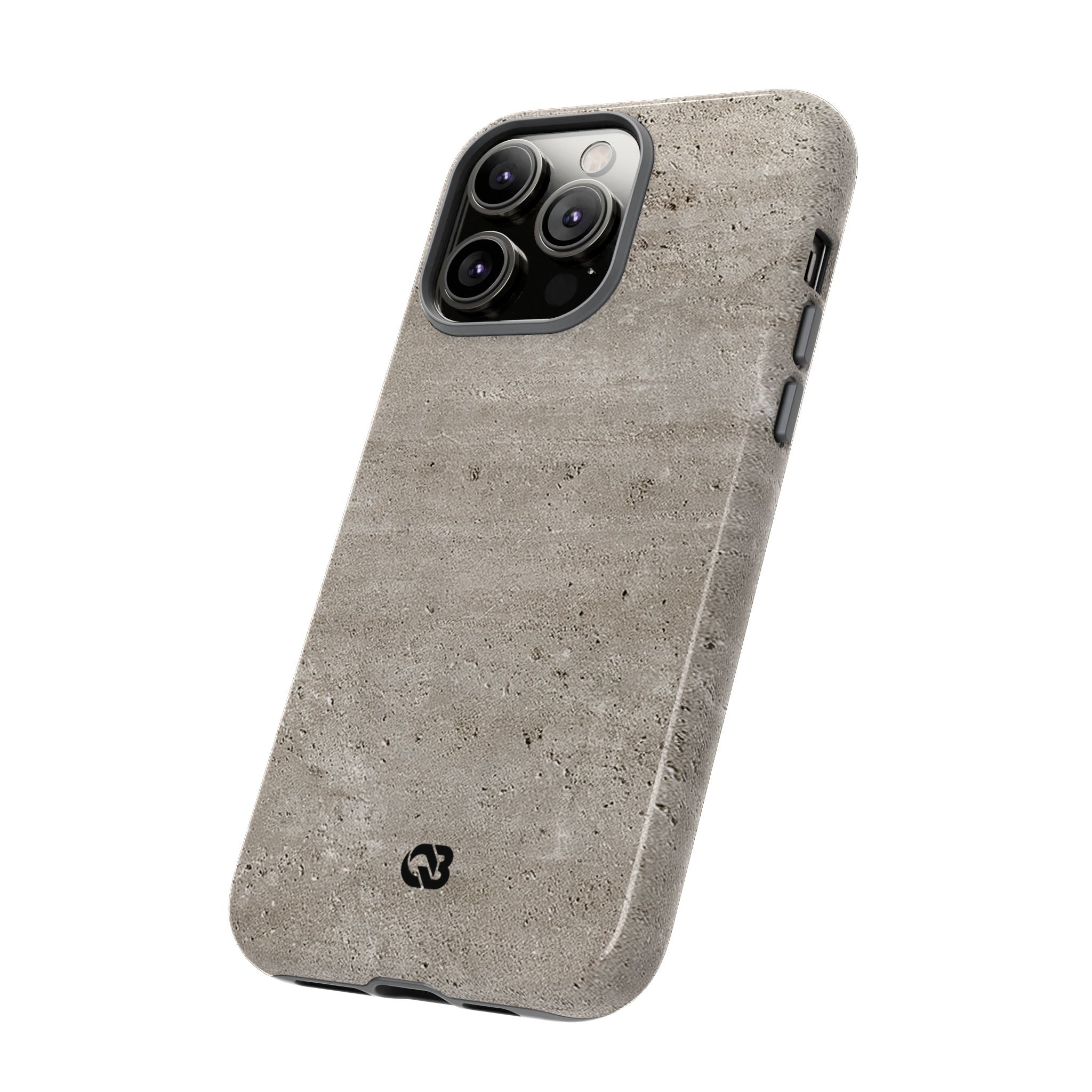 Grey Tough Phone Case for iPhone - Brutalist Stone Grit