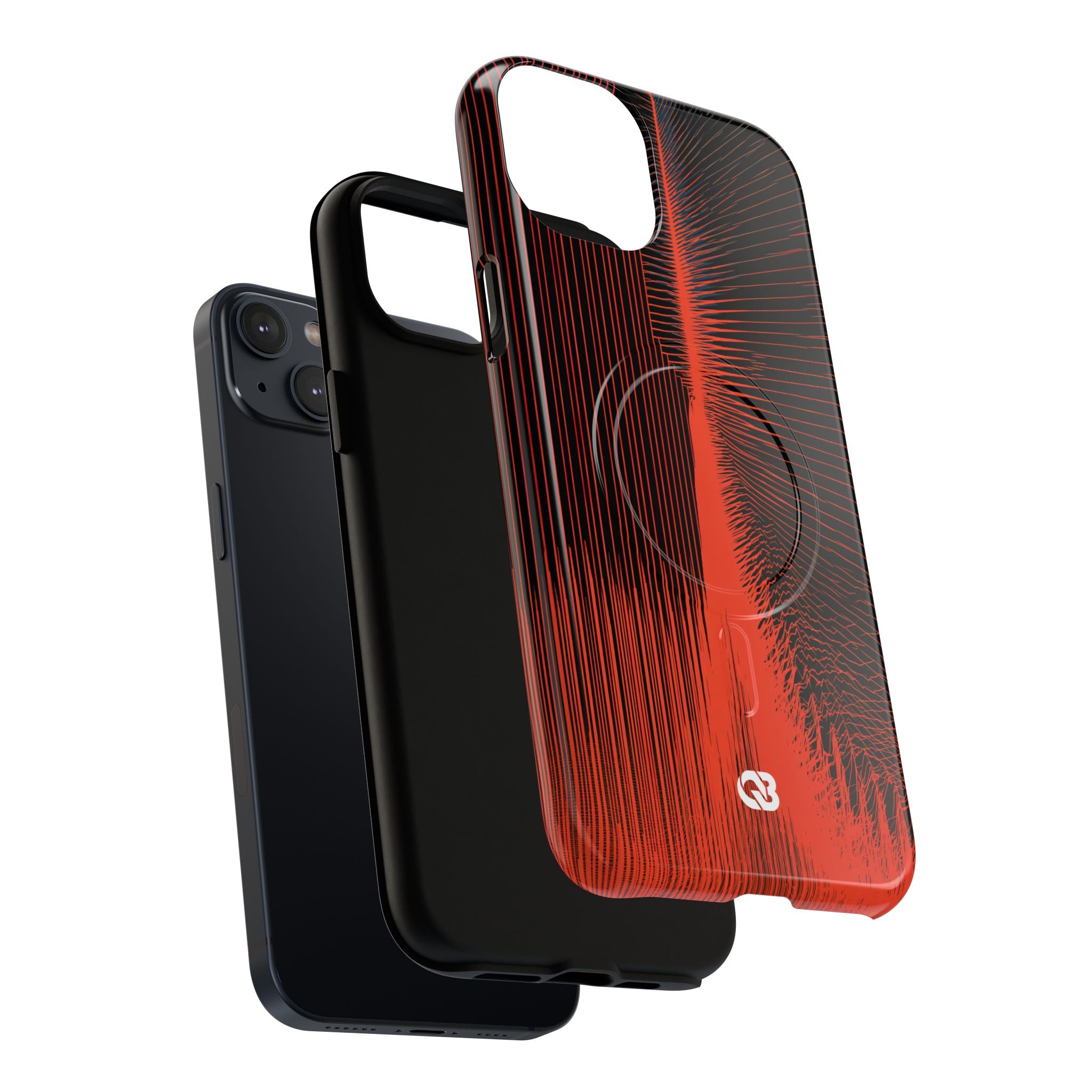 Red Tough 2.0 Magsafe Phone Case for iPhone - Crimson Frequency Pulse