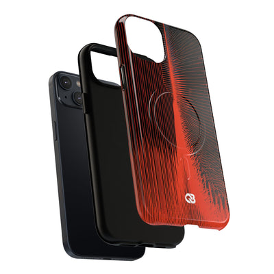 Red Tough 2.0 Magsafe Phone Case for iPhone - Crimson Frequency Pulse