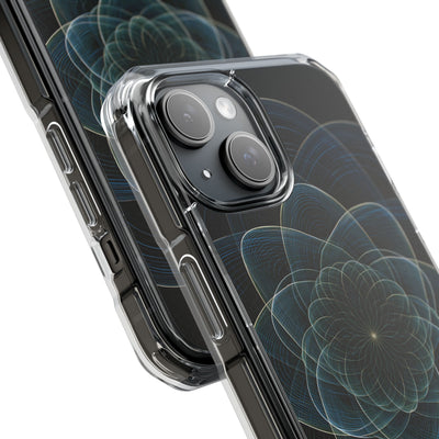 Blue Impact MagSafe Phone Case for iPhone - Celestial Wireframe Bloom