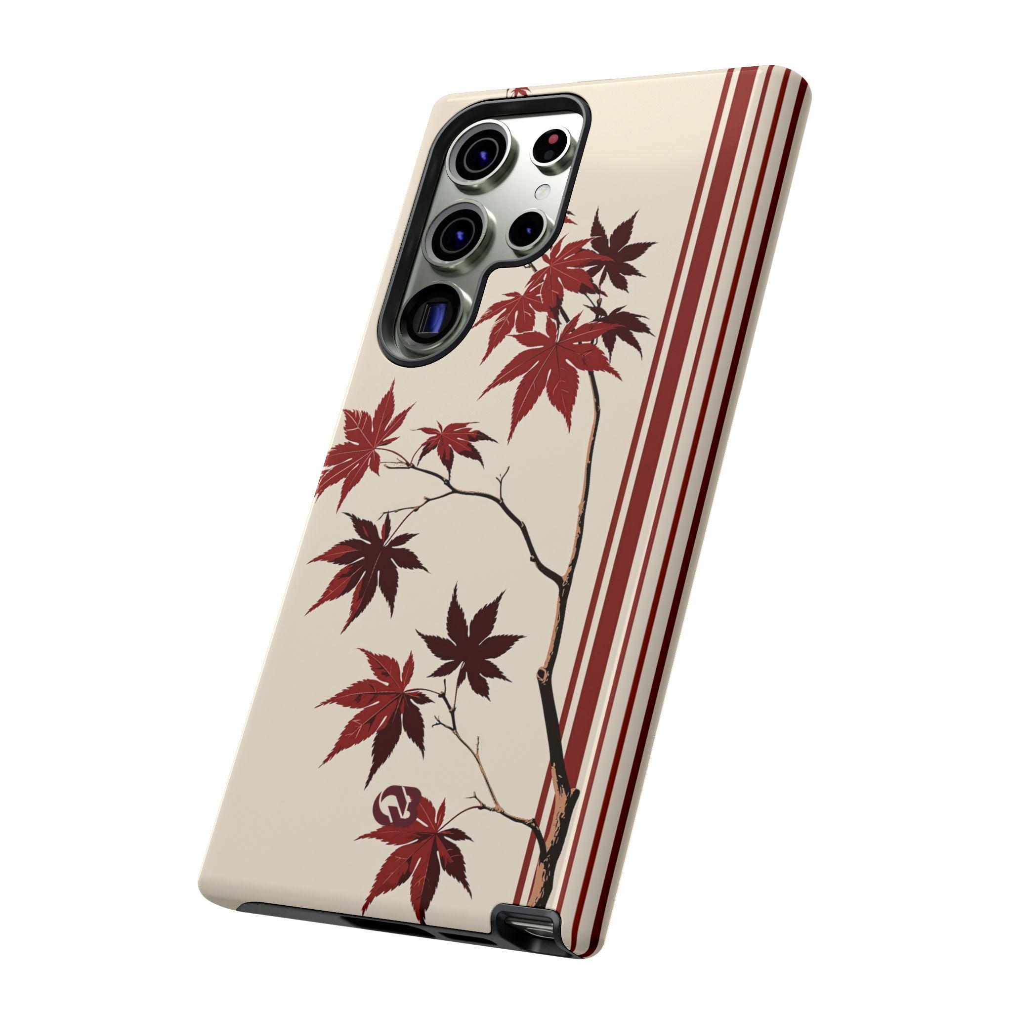 Red Tough Phone Case for Samsung - Crimson Momiji Stripe