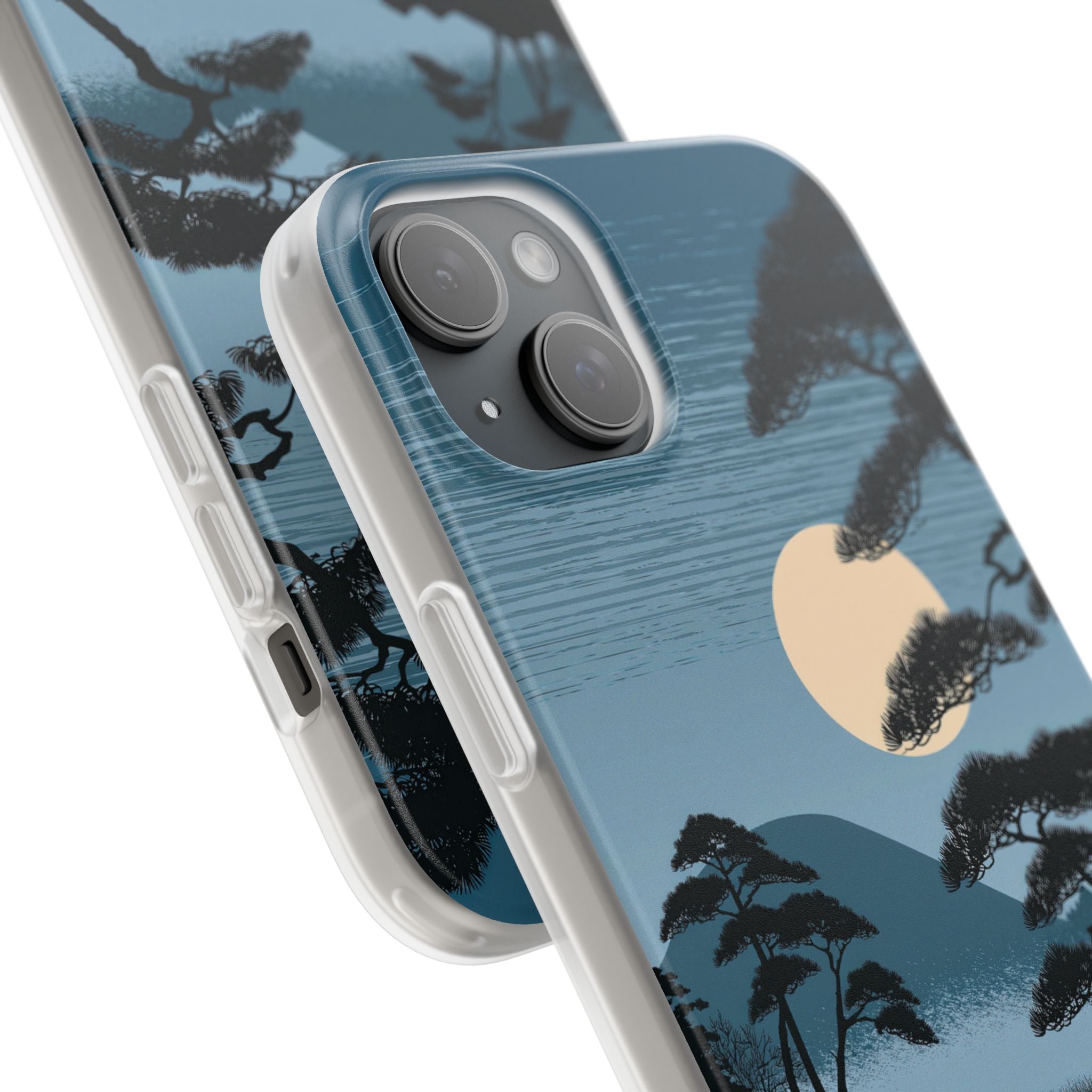 Blue Lite Phone Case for iPhone - Midnight Kyoto Pine
