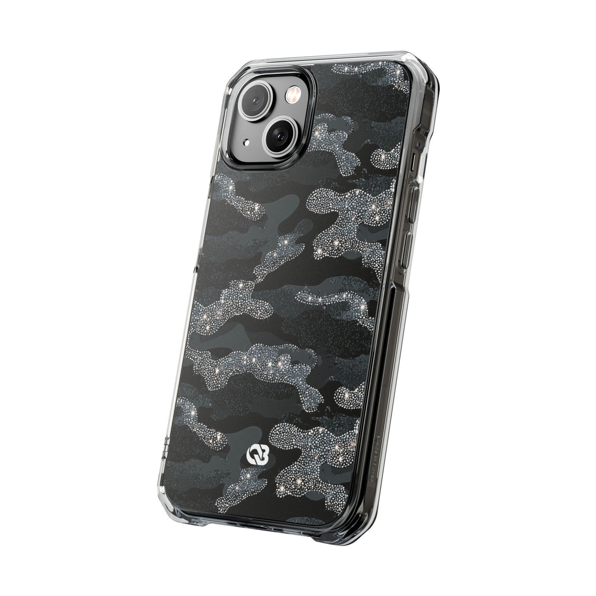 Glitter Shadow Camo · Clear Impact Magnetic Phone Case for iPhone · Black