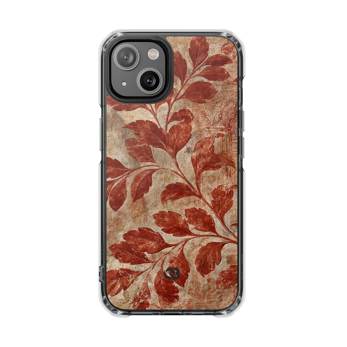Terracotta Botanical Fresco · Clear Impact Magnetic Phone Case for iPhone · Red