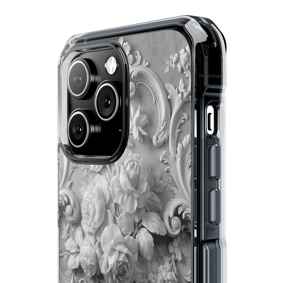 Rococo Marble Rose · Clear Impact Magnetic Phone Case for iPhone · White