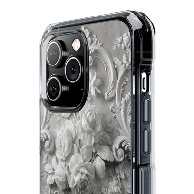 Rococo Marble Rose · Clear Impact Magnetic Phone Case for iPhone · White