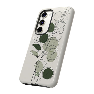 Green Tough Phone Case for Samsung - Muted Eucalyptus Sketch