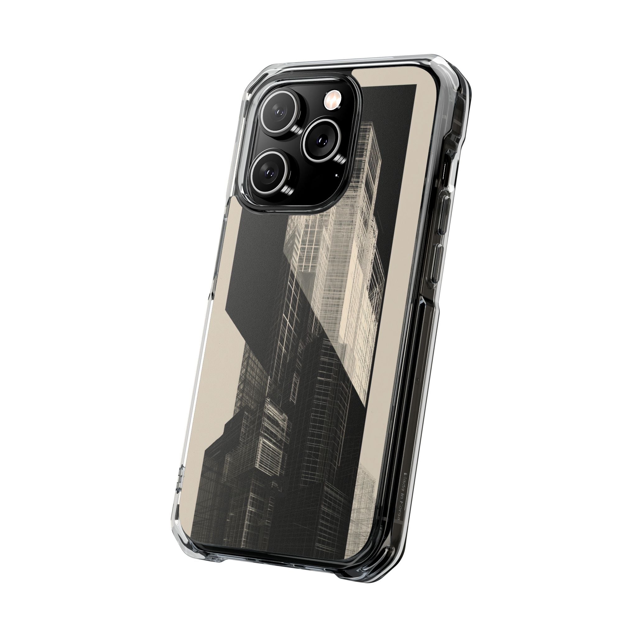 Beige Impact MagSafe Phone Case for iPhone - Monolith Urban Grid