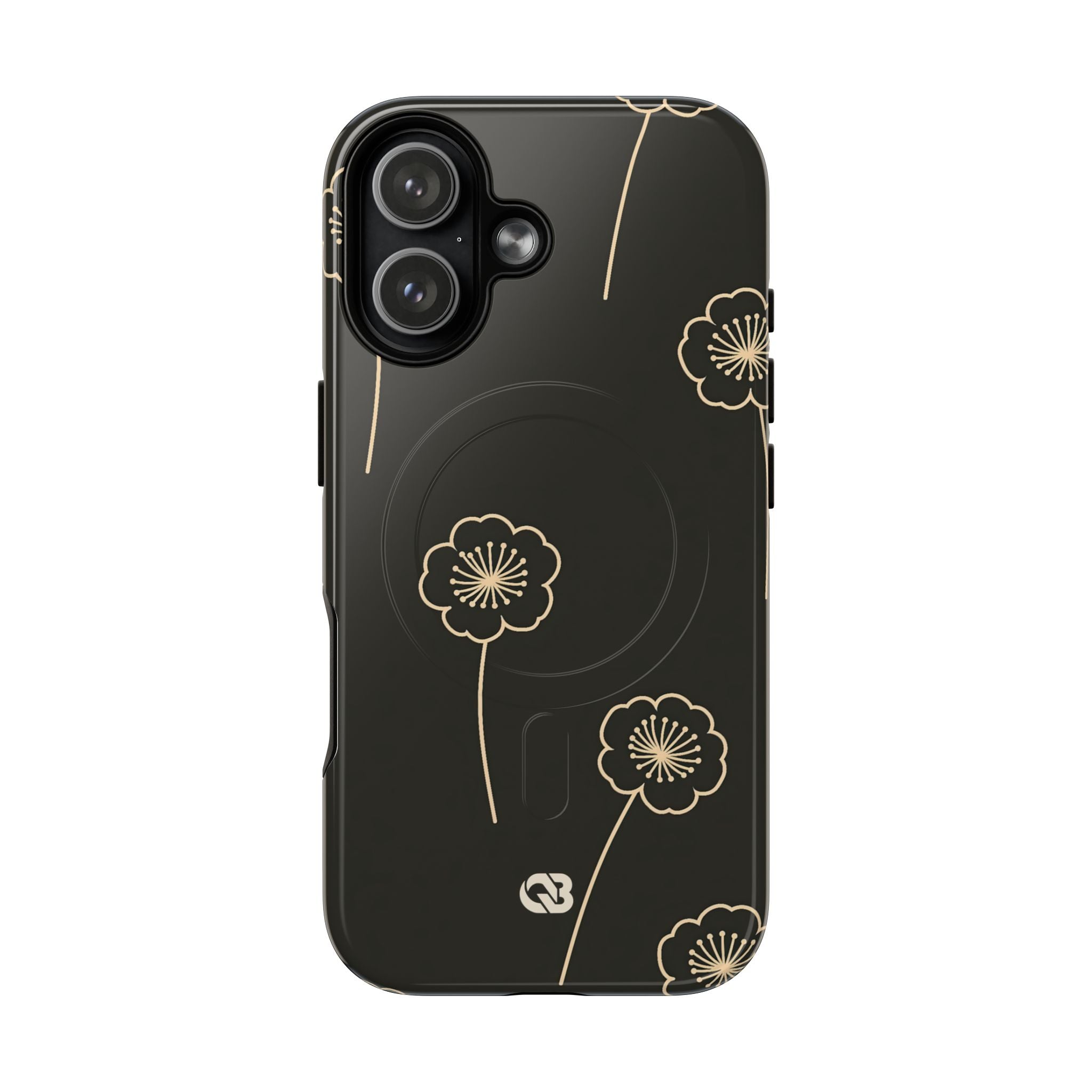 Black Tough 2.0 Magsafe Phone Case for iPhone - Obsidian Sand Petals