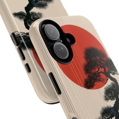 Beige Tough Phone Case for iPhone - Kyoto Crimson Pine