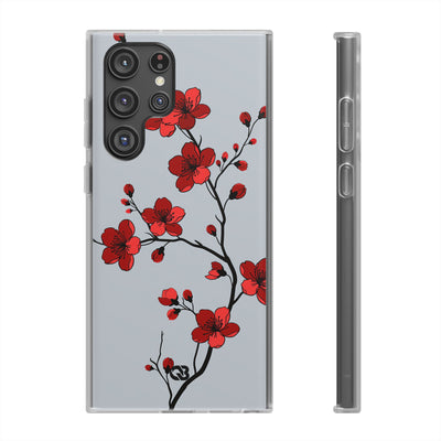 Grey Lite Phone Case for Samsung - Crimson Blossom Onyx
