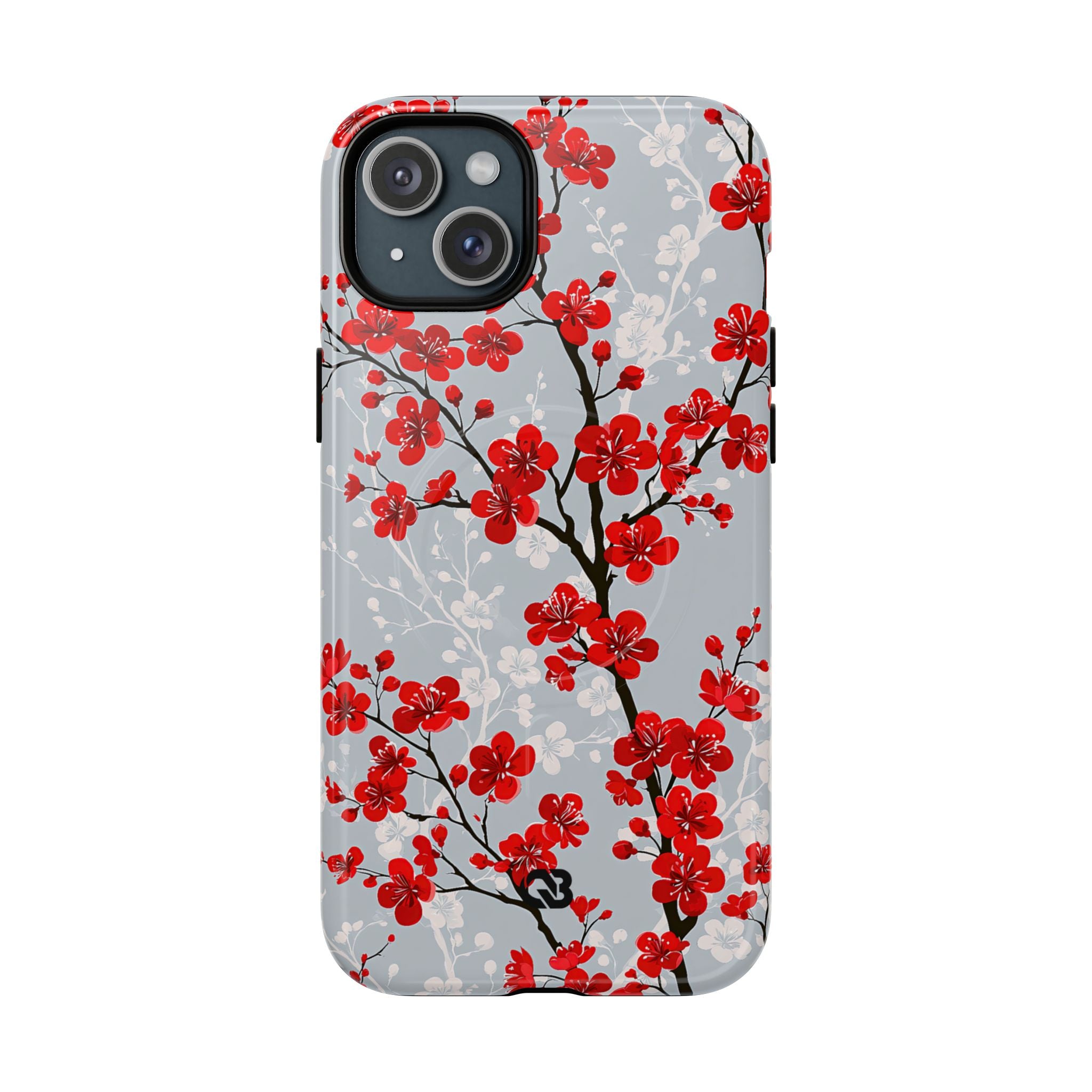 Grey Tough 2.0 Magsafe Phone Case for iPhone - Crimson Sakura Slate
