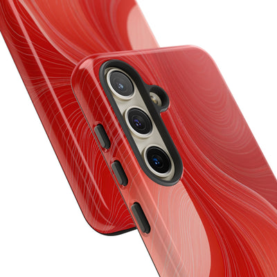 Red Tough Phone Case for Samsung - Crimson Silk Strands