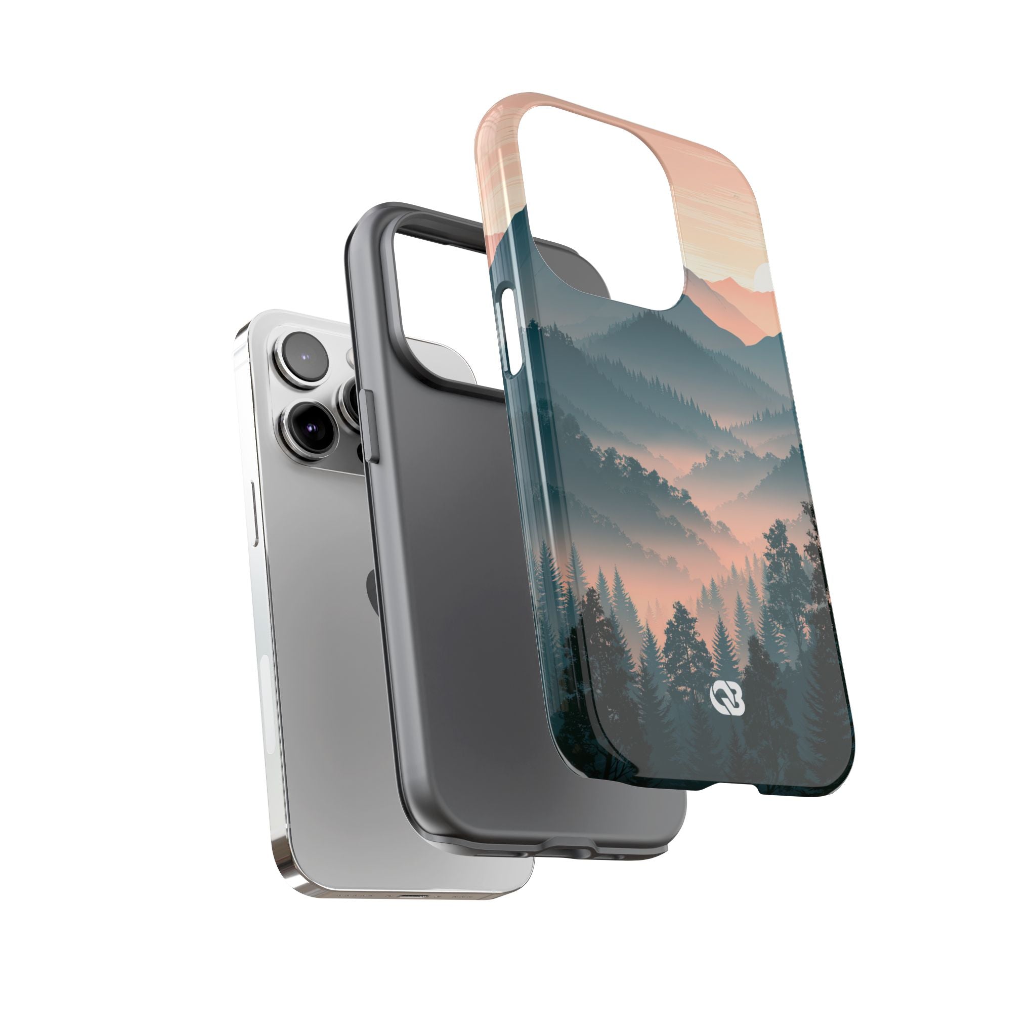 Teal Tough Phone Case for iPhone - Alpine Teal Horizon