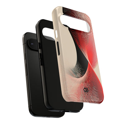 Red Tough Phone Case for Google Pixel - Crimson Grid Vortex