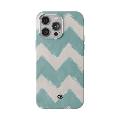 Teal Painted Chevron · Soft Phone Case for iPhone