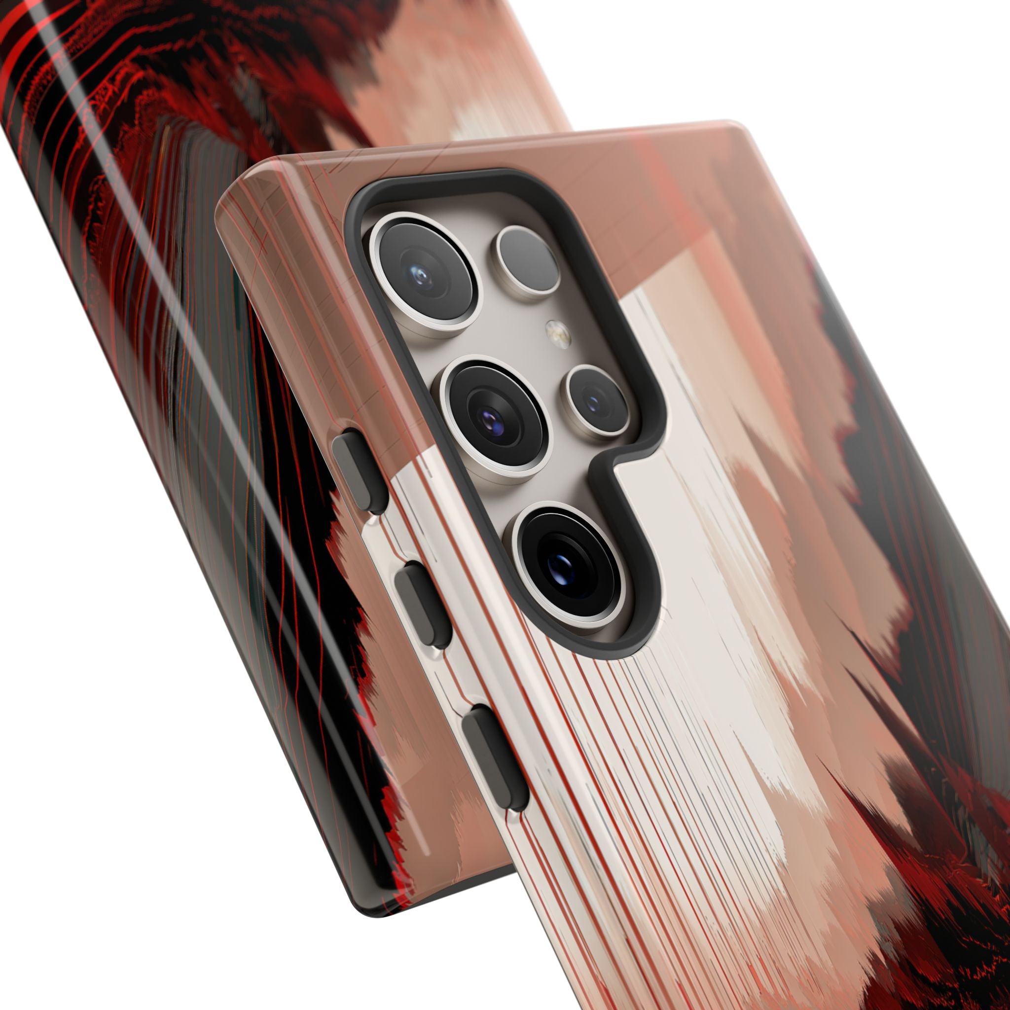 Red Tough Phone Case for Samsung - Crimson Pulse Horizon