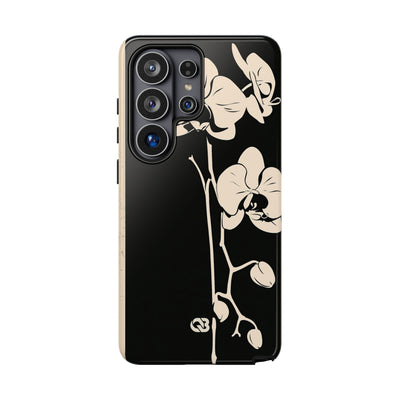 Black Tough Phone Case for Samsung - Obsidian Bone Orchid