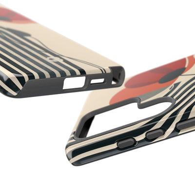 Beige Tough Phone Case for Samsung - Crimson Line Bloom