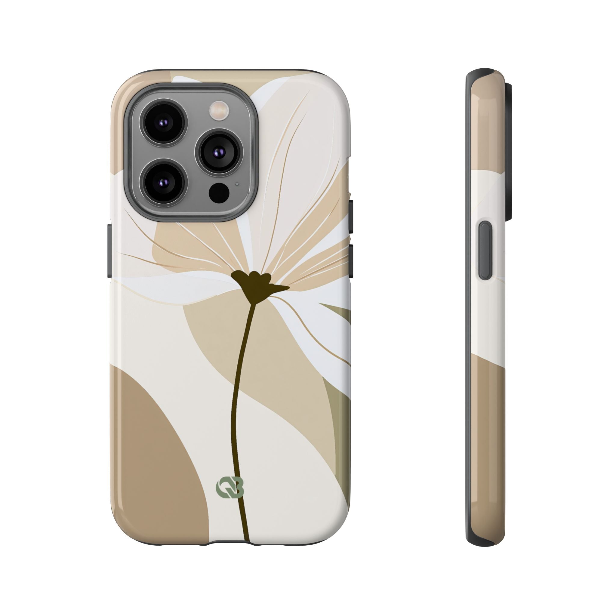 Beige Tough Phone Case for iPhone - Sage Linen Magnolia