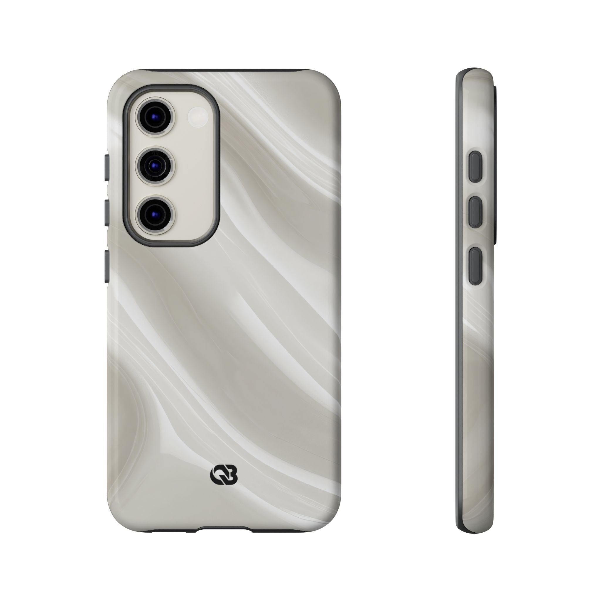 White Tough Phone Case for Samsung - Polished Ivory Wave