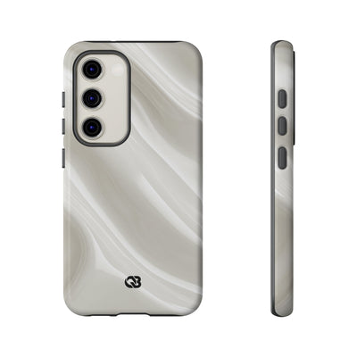 White Tough Phone Case for Samsung - Polished Ivory Wave