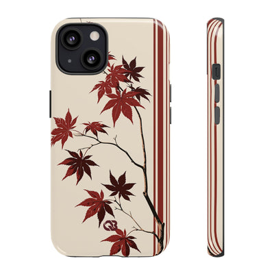 Crimson Maple Branch · Tough Phone Case for iPhone · Beige