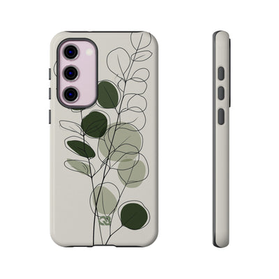 Green Tough Phone Case for Samsung - Muted Eucalyptus Sketch