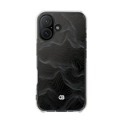 Black Impact MagSafe Phone Case for iPhone - Obsidian Topo Wireframe