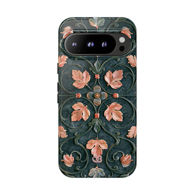 Florentine Rose Arabesque · Tough Phone Case for Pixel ·  Green