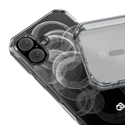 Black Impact MagSafe Phone Case for iPhone - Kinetic Wireframe Orbit