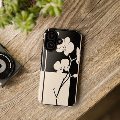 Beige Tough Phone Case for iPhone - Nocturnal Orchid Frame