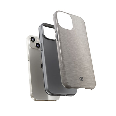 Grey Tough Phone Case for iPhone - Brushed Nickel Linen