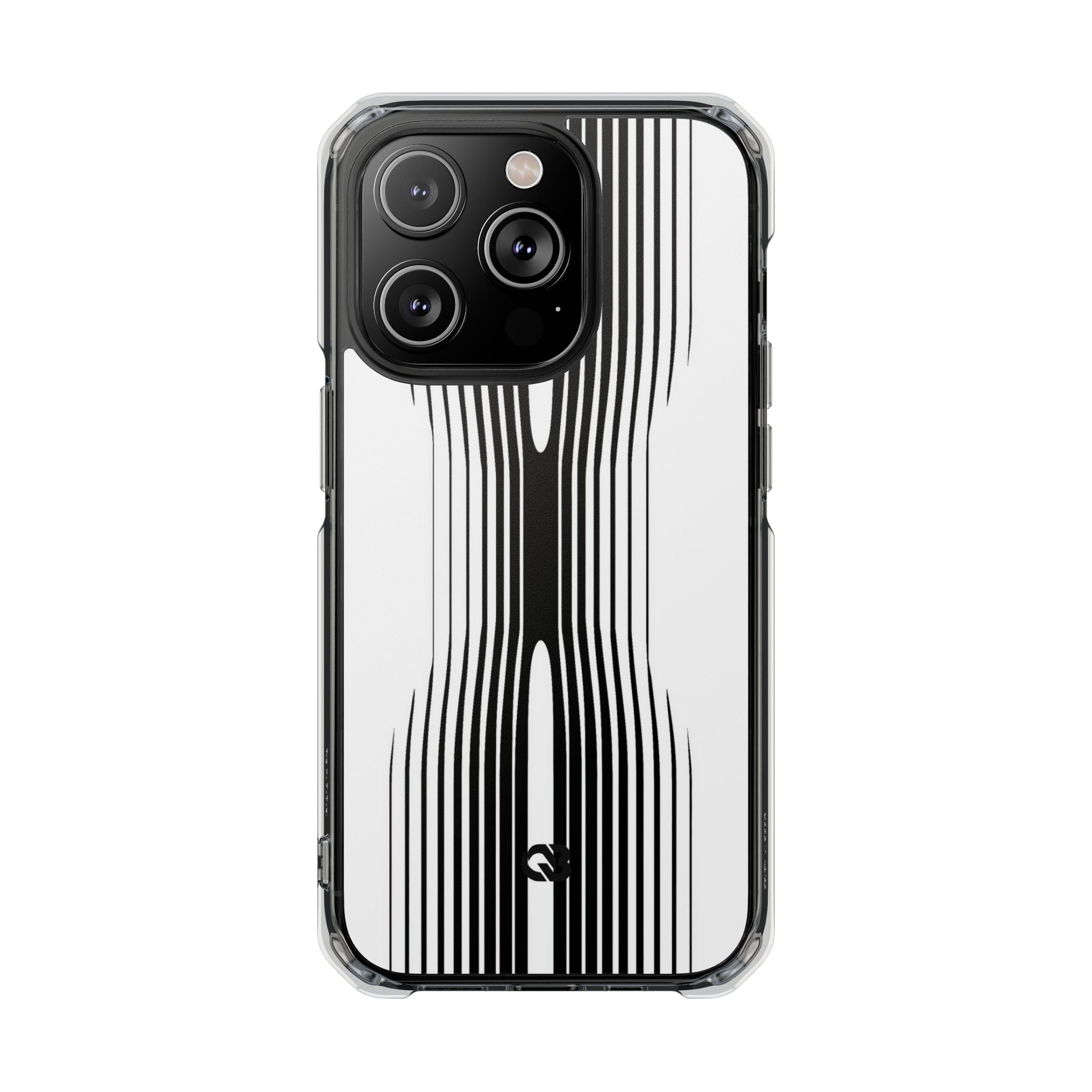 White Impact MagSafe Phone Case for iPhone - Kinetic Mono Distortion