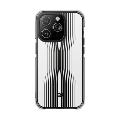 White Impact MagSafe Phone Case for iPhone - Kinetic Mono Distortion