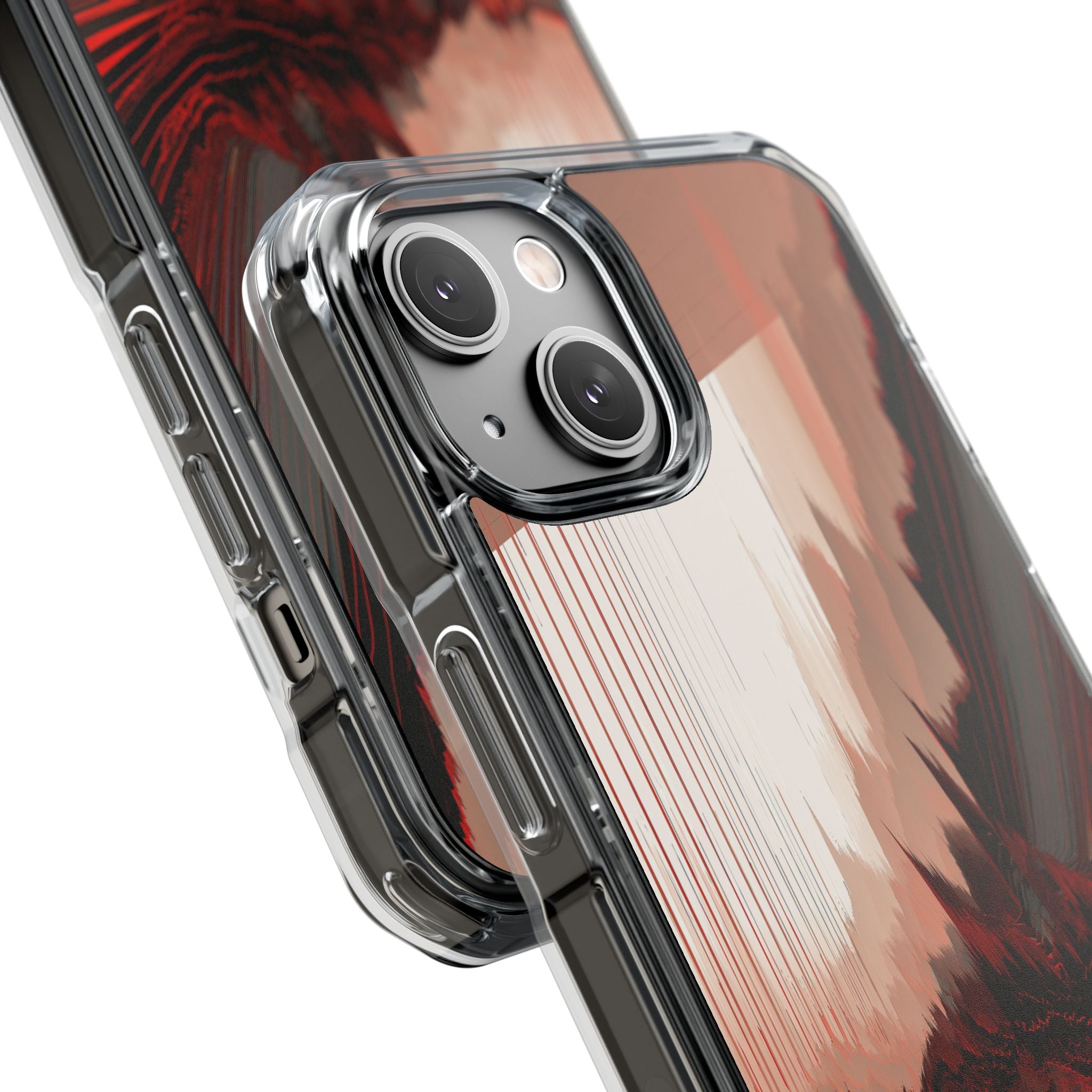 Red Impact MagSafe Phone Case for iPhone - Crimson Pulse Horizon