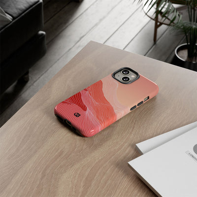 Red Tough Phone Case for iPhone - Crimson Ridge Contour