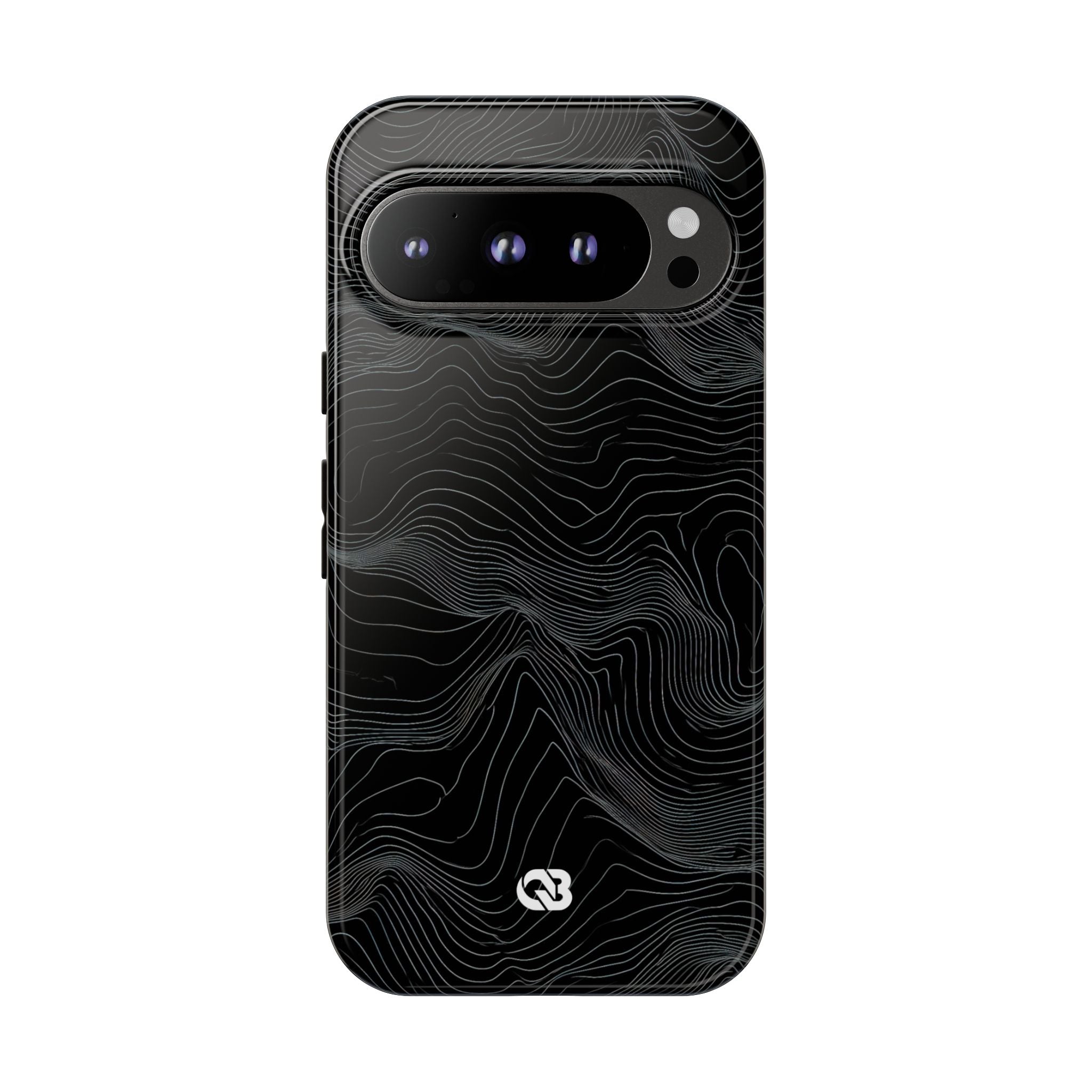 Black Tough Phone Case for Google Pixel - Obsidian Topo Wireframe