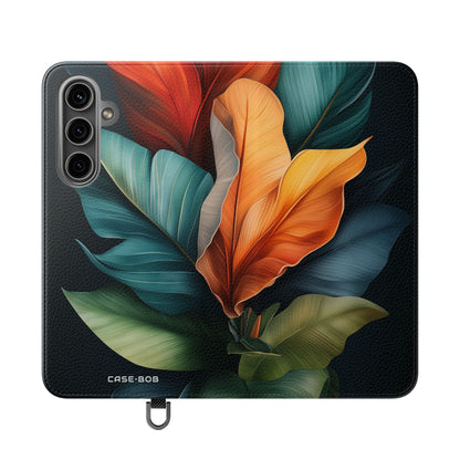 Tropical Ember Leaves - Samsung S24 Plus Case - Wallet