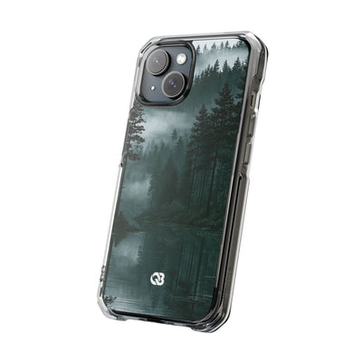 Misty Pine Reflections · Clear Impact Magnetic Phone Case for iPhone ·  Green