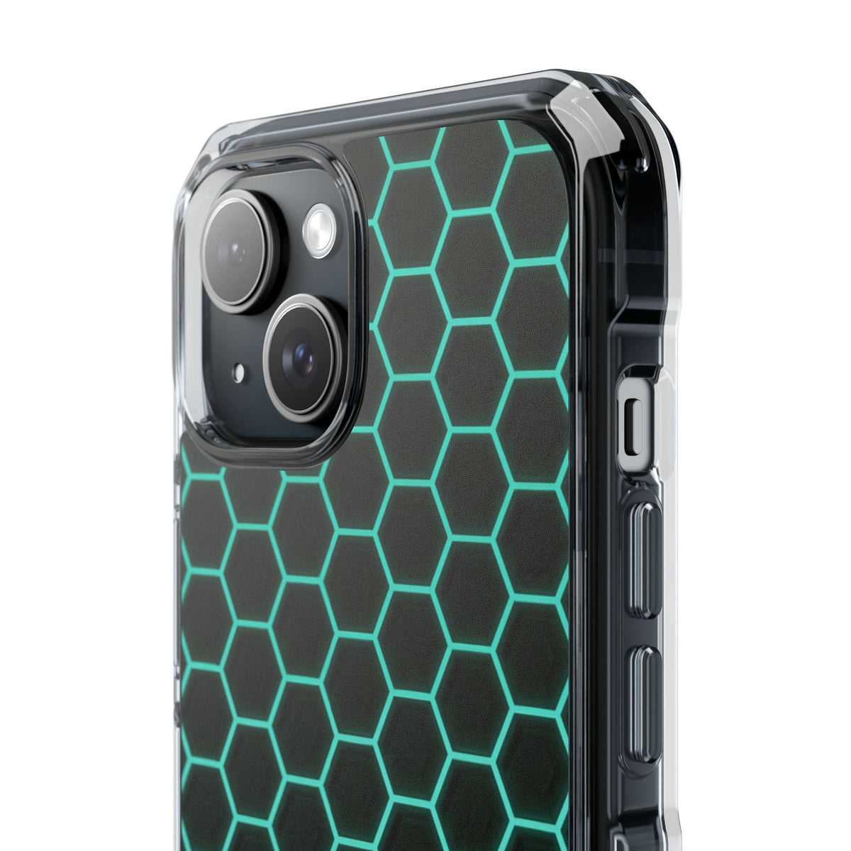 Neon Hex Spectrum · Clear Impact Magnetic Phone Case for iPhone · Teal