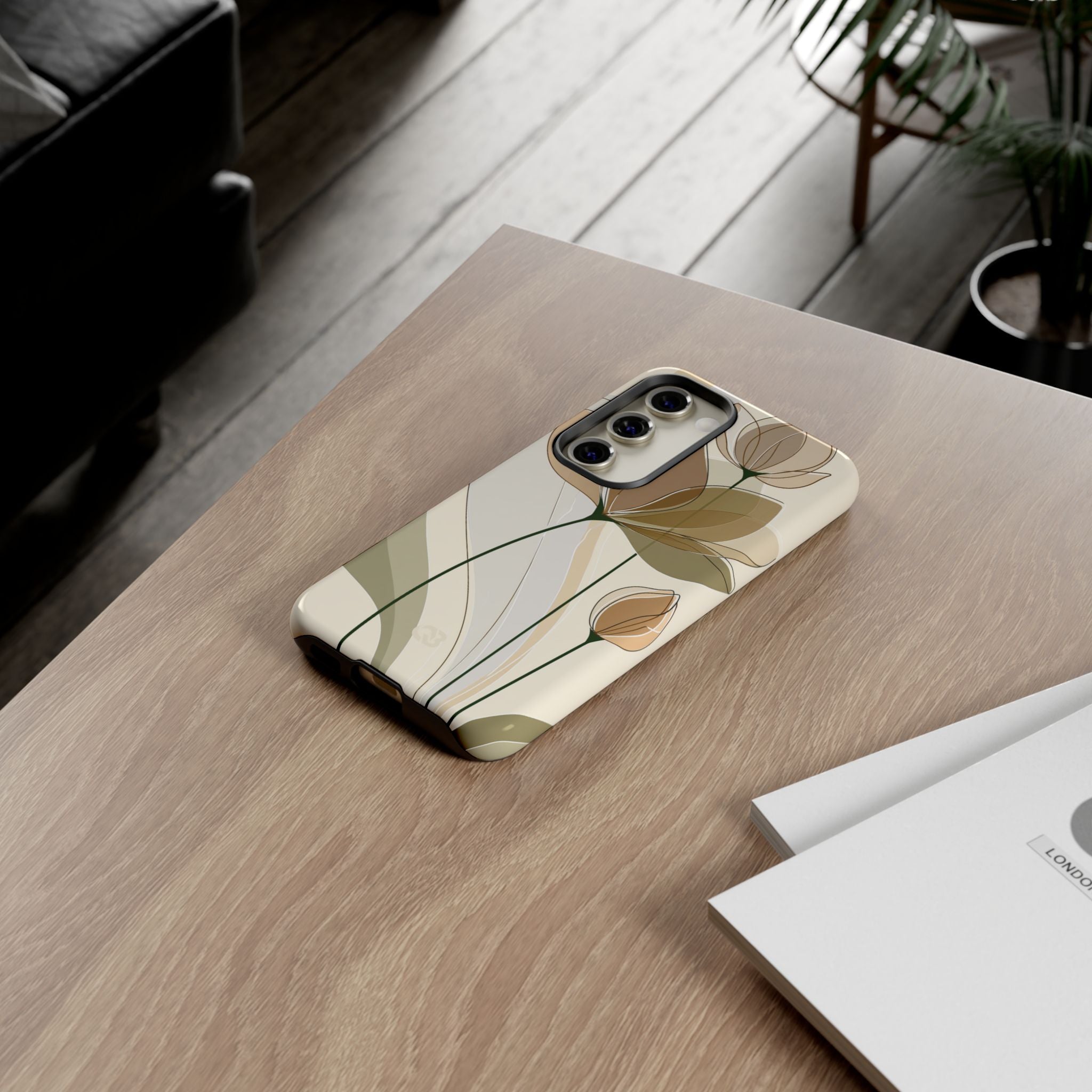 Beige Tough Phone Case for Samsung - Muted Ochre Petals
