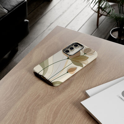 Beige Tough Phone Case for Samsung - Muted Ochre Petals