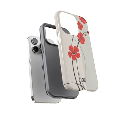 Red Tough Phone Case for iPhone - Crimson Plum Ink